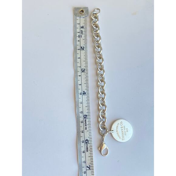 Tiffany & Co Round Tag Sliver Charm Bracelet 6.5 - Picture 9 of 11